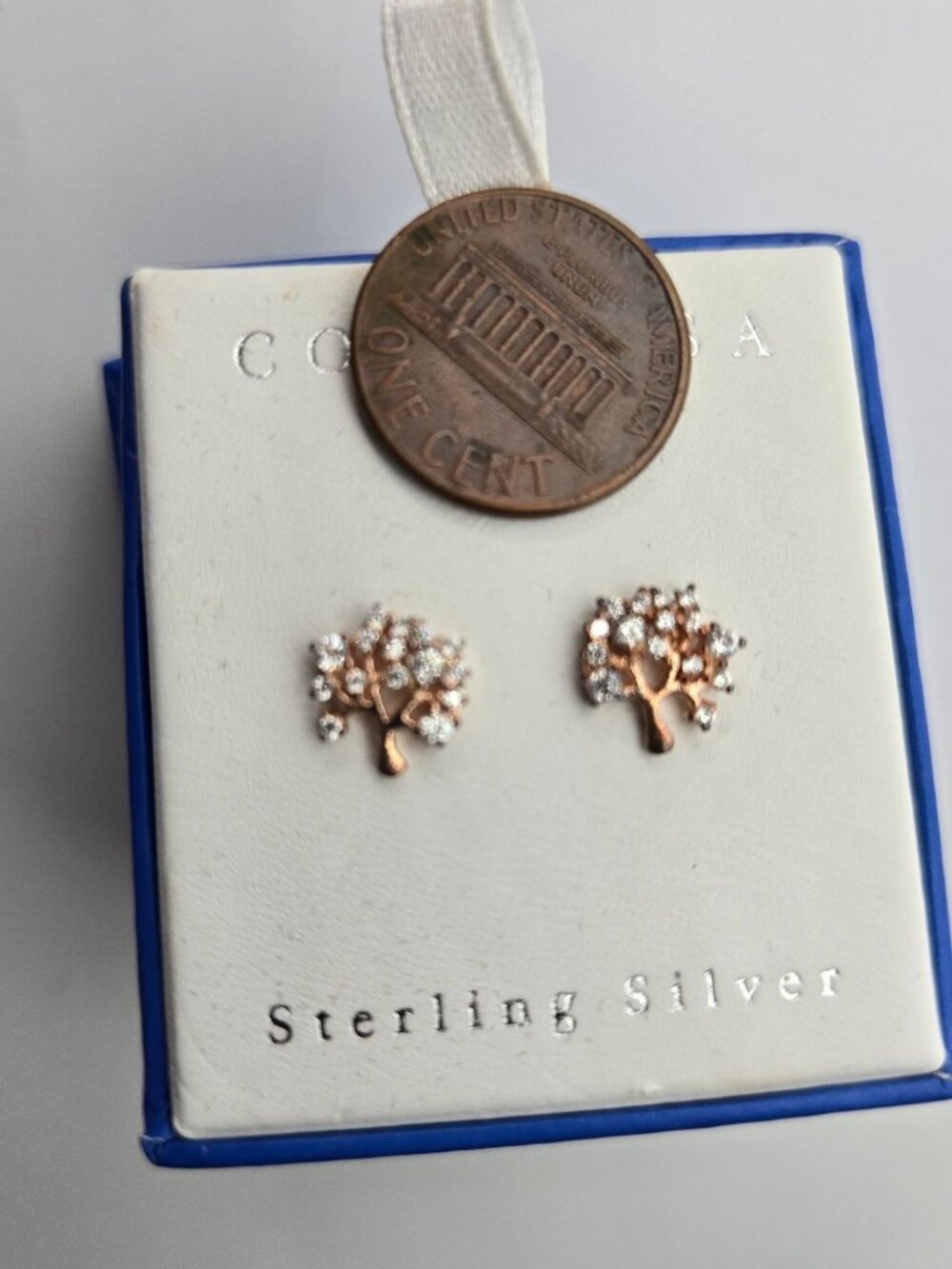 New In Box Contessa Di Capri Tree Of Life Sterling Silver Crystal Stud Earrings - Picture 5 of 9